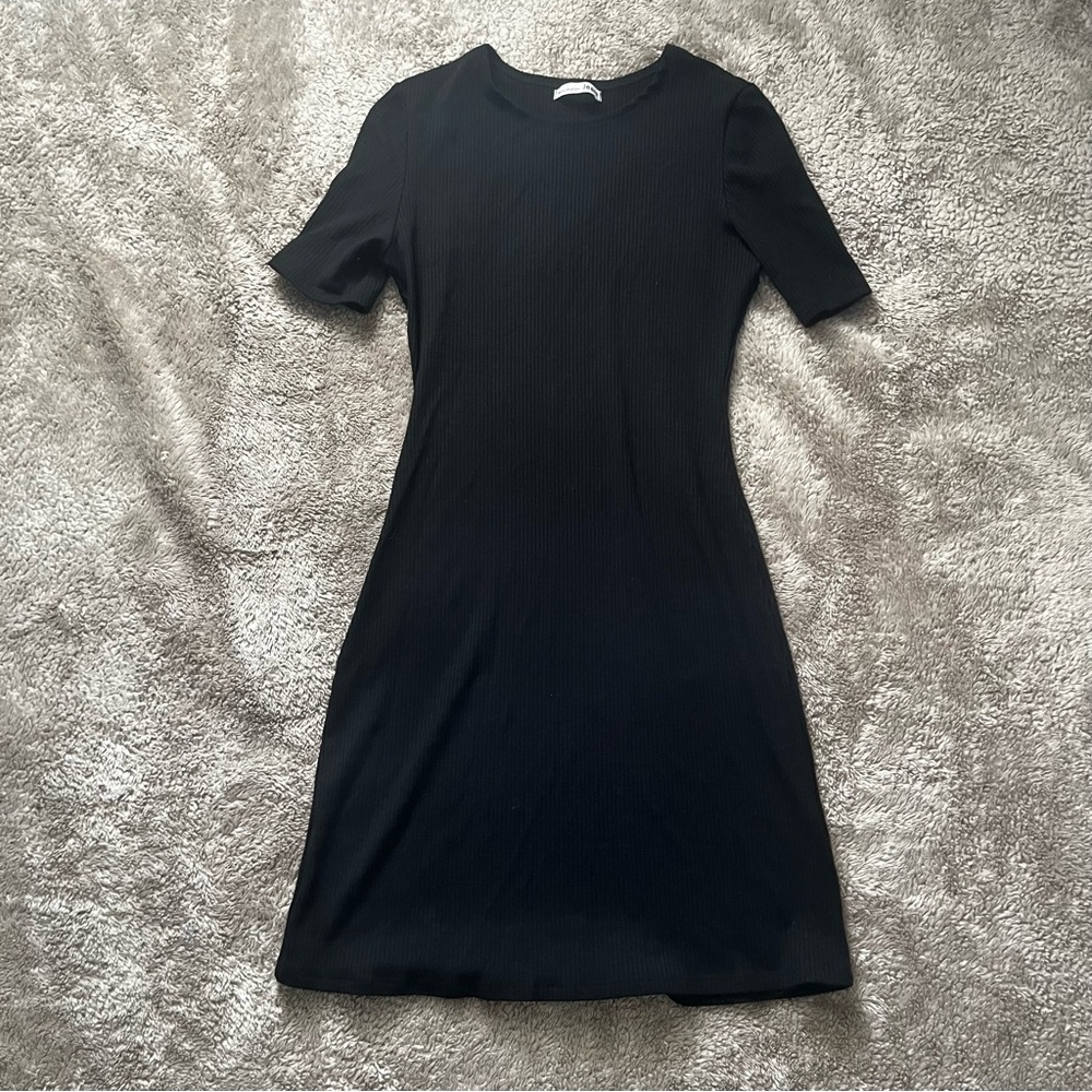 Reformation Jeans Black Ribbed Mini Dress Shirt Dress Kendy Knit Dress Size Smal - Picture 2 of 7